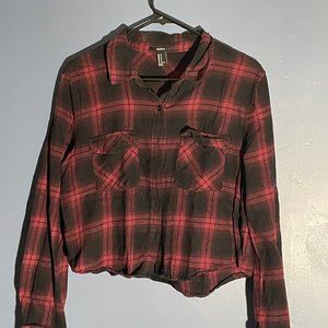 RED CROPPED FLANNEL